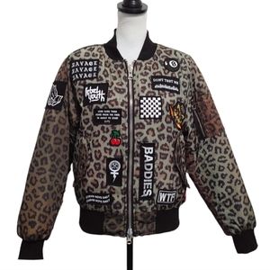Civil Regime Leopard Print with Patches Bomber Jacket